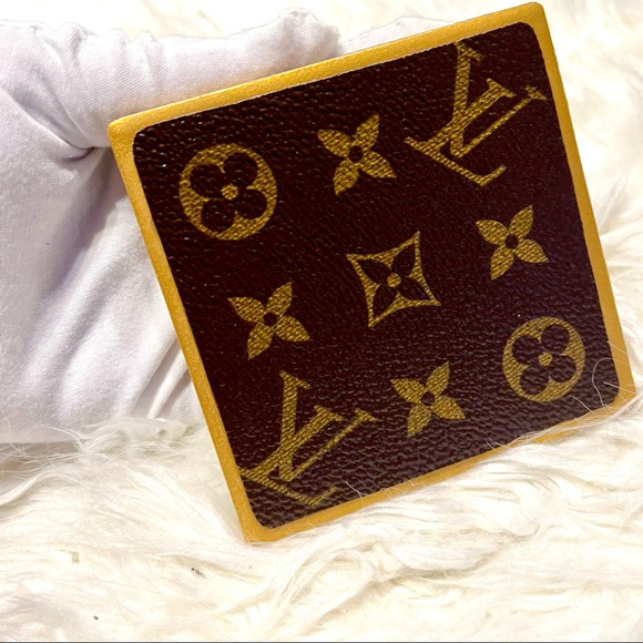Upcycled Luxury Drink Coaster from Authentic Louis Vuitton Canvas - Picture 6 of 9